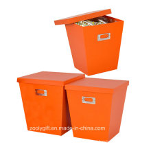 Orange Color Home Organizer Doll Clothes Paper Storage Boxes